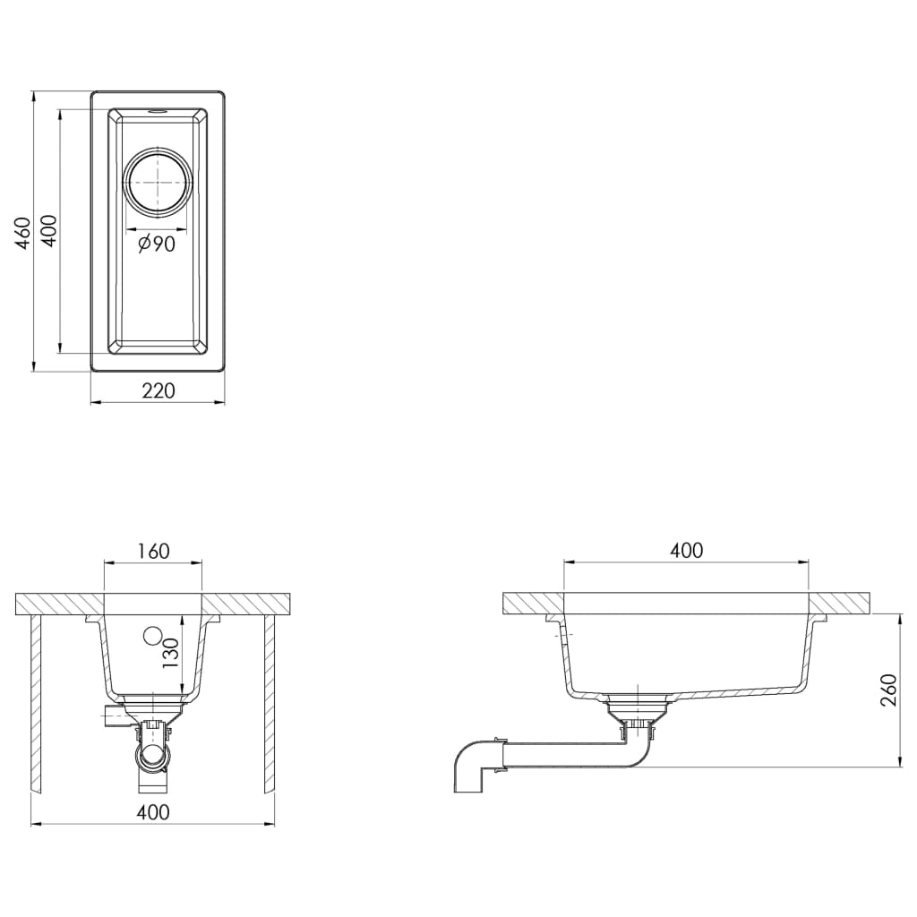 8720286444405_g_en_hd_6 vidaXL Kitchen Sink with Overflow Hole Black Granite - Image 8