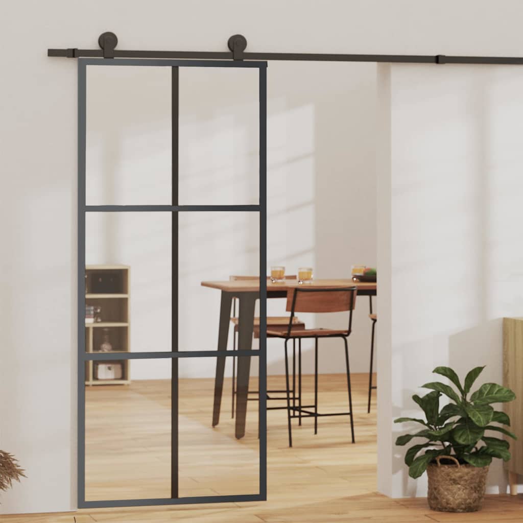 8720286446065_m_en_hd_1 vidaXL Sliding Door ESG Glass and Aluminium 90x205 cm Black - Image 1