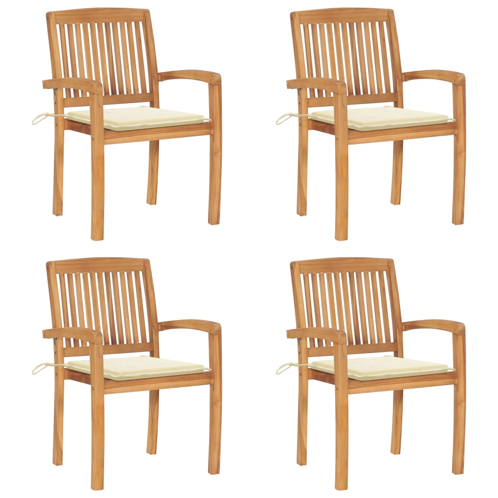 8720286449813_a_en_hd_1 vidaXL Stacking Garden Chairs with Cushions 4 pcs Solid Teak Wood - Image 1