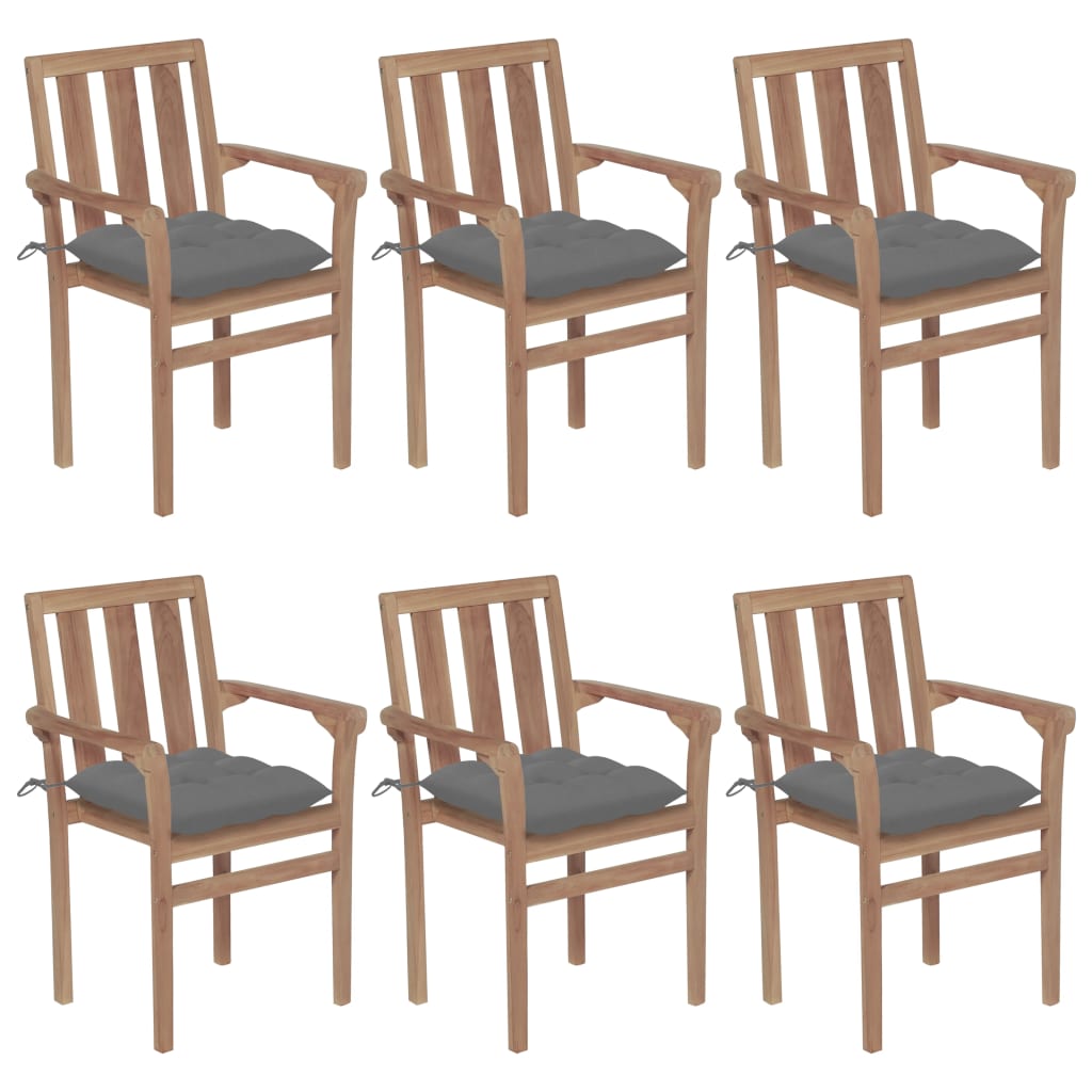8720286451915_a_en_hd_1 vidaXL Stackable Garden Chairs with Cushions 6 pcs Solid Teak Wood - Image 1