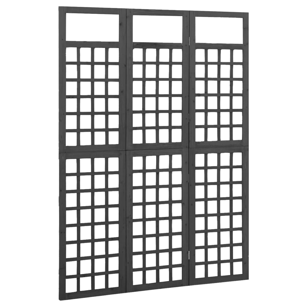 8720286452653_g_en_hd_1 vidaXL 3-Panel Room Divider/Trellis Solid Fir Wood Black 121x180 cm - Image 2