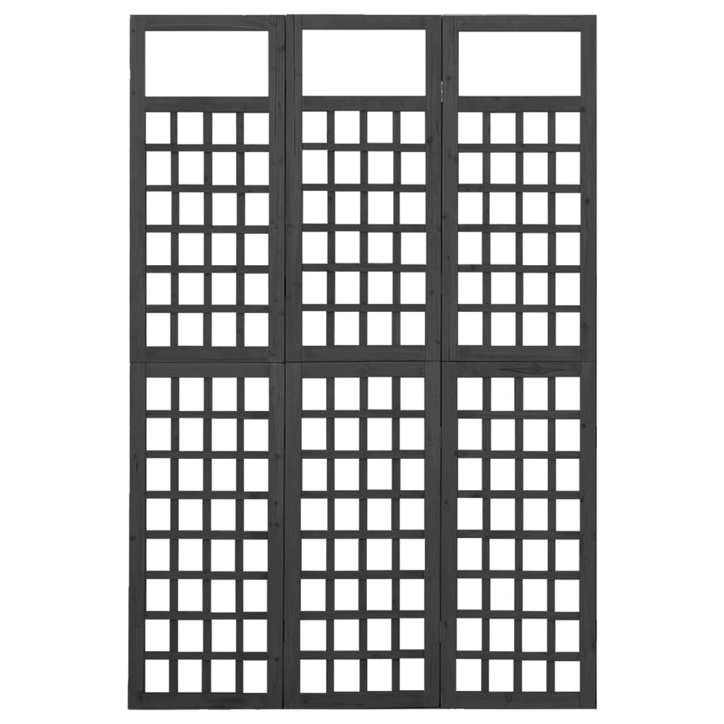 8720286452653_g_en_hd_2 vidaXL 3-Panel Room Divider/Trellis Solid Fir Wood Black 121x180 cm - Image 3