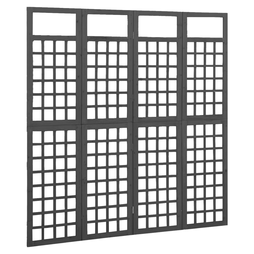 8720286452660_g_en_hd_1 vidaXL 4-Panel Room Divider/Trellis Solid Fir Wood Black 161x180 cm - Image 2