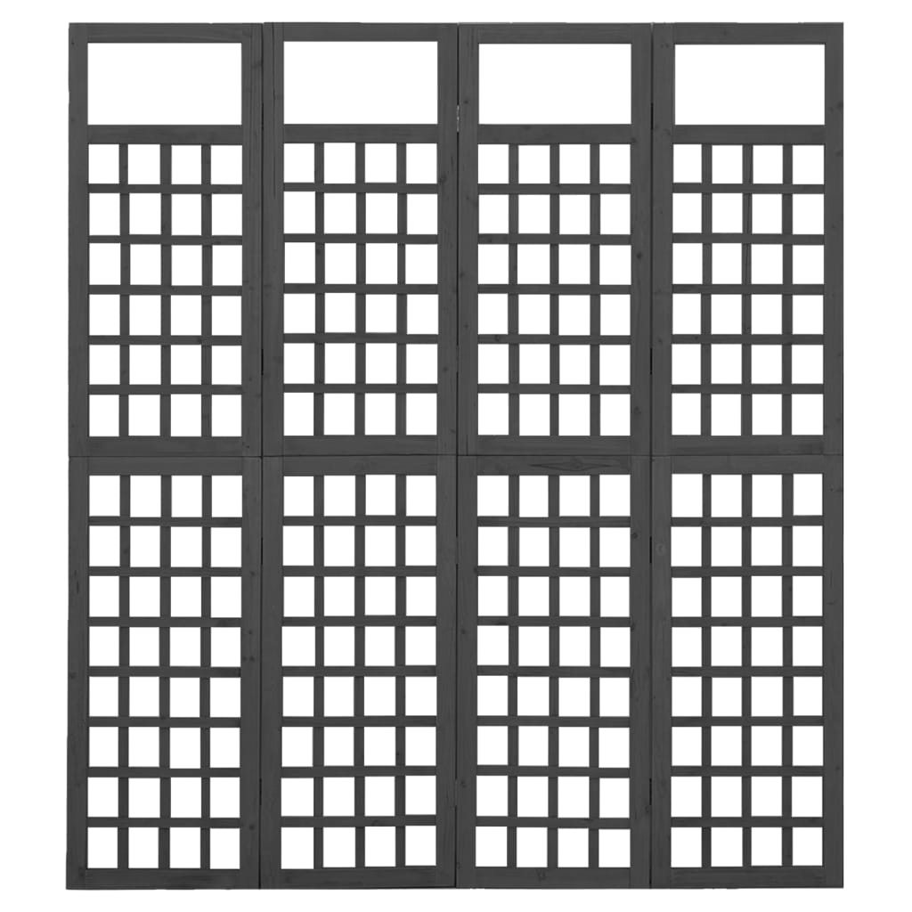 8720286452660_g_en_hd_2 vidaXL 4-Panel Room Divider/Trellis Solid Fir Wood Black 161x180 cm - Image 3