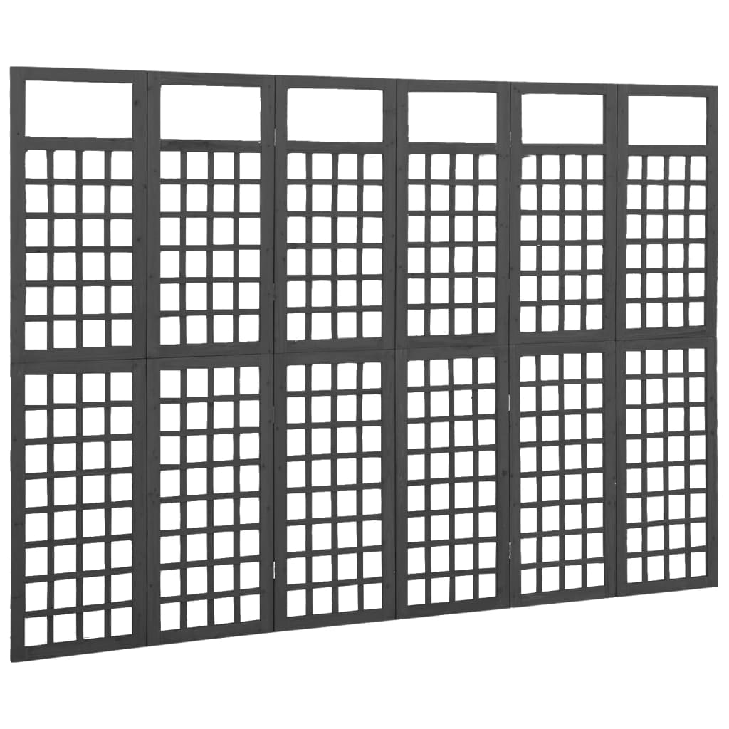 8720286452684_g_en_hd_1 vidaXL 6-Panel Room Divider/Trellis Solid Fir Wood Black 242.5x180 cm - Image 2