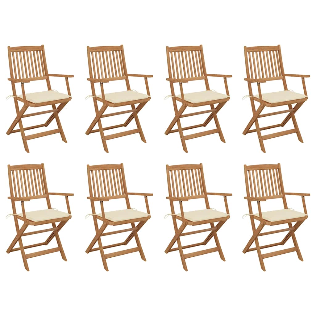 vidaXL Folding Outdoor Chairs with Cushions 8 pcs Solid Wood Acacia