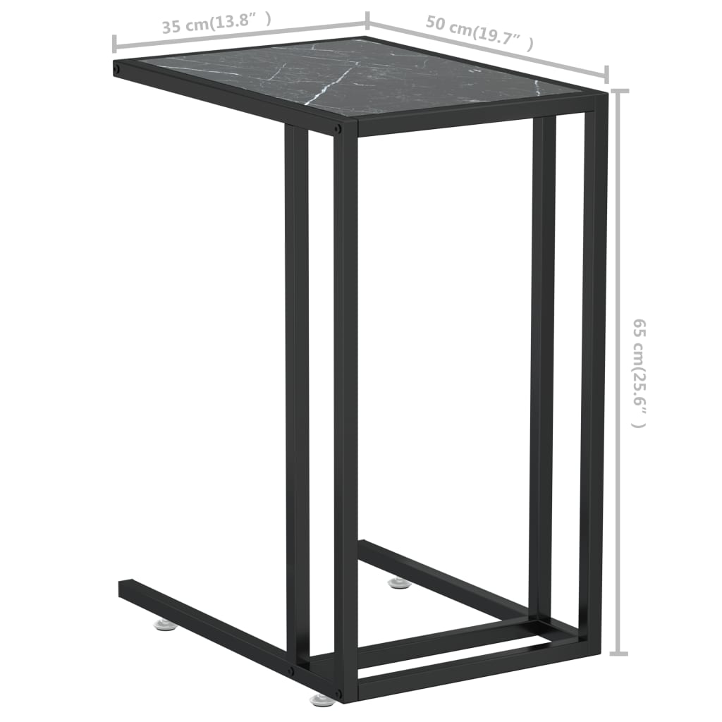 8720286462485_g_en_hd_5 vidaXL Computer Side Table Black Marble 50x35x65 cm Tempered Glass - Image 7