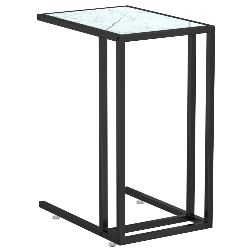 8720286462492_a_en_hd_1 vidaXL Computer Side Table White Marble 50x35x65 cm Tempered Glass - Image 2