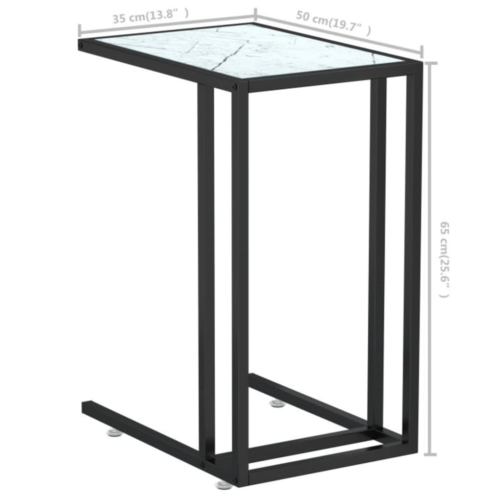 8720286462492_g_en_hd_5 vidaXL Computer Side Table White Marble 50x35x65 cm Tempered Glass - Image 7