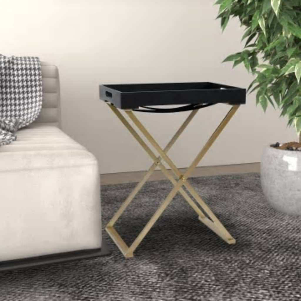 vidaXL Folding Table Gold and Black 48x34x61 cm MDF