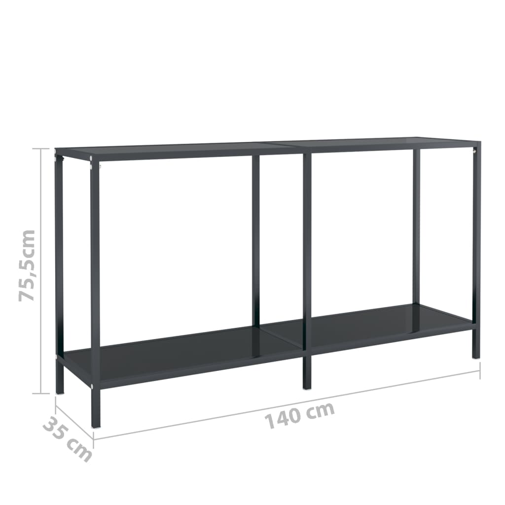 8720286462928_g_en_hd_5 vidaXL Console Table Black 140x35x75.5 cm Tempered Glass - Image 8