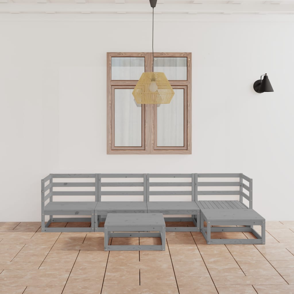 8720286466445_m_en_hd_1 vidaXL 6 Piece Garden Lounge Set Grey Solid Pinewood - Image 1