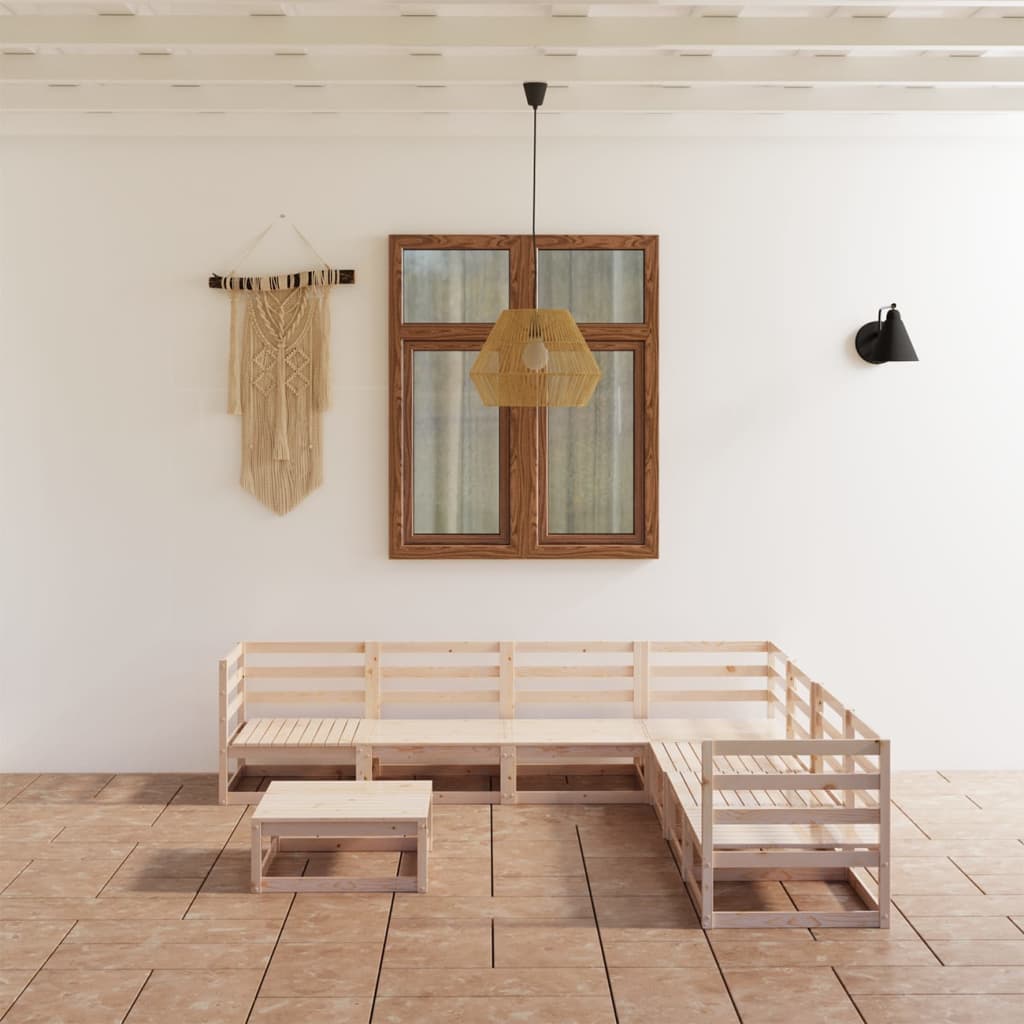 vidaXL 8 Piece Garden Lounge Set Solid Pinewood