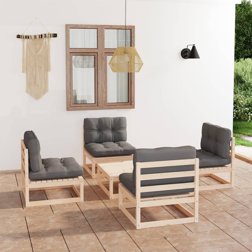 8720286474174_m_en_hd_1 vidaXL 5 Piece Garden Lounge Set with Cushions Solid Pinewood - Image 1