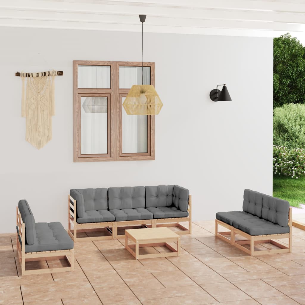 vidaXL 8 Piece Garden Lounge Set with Cushions Solid Pinewood