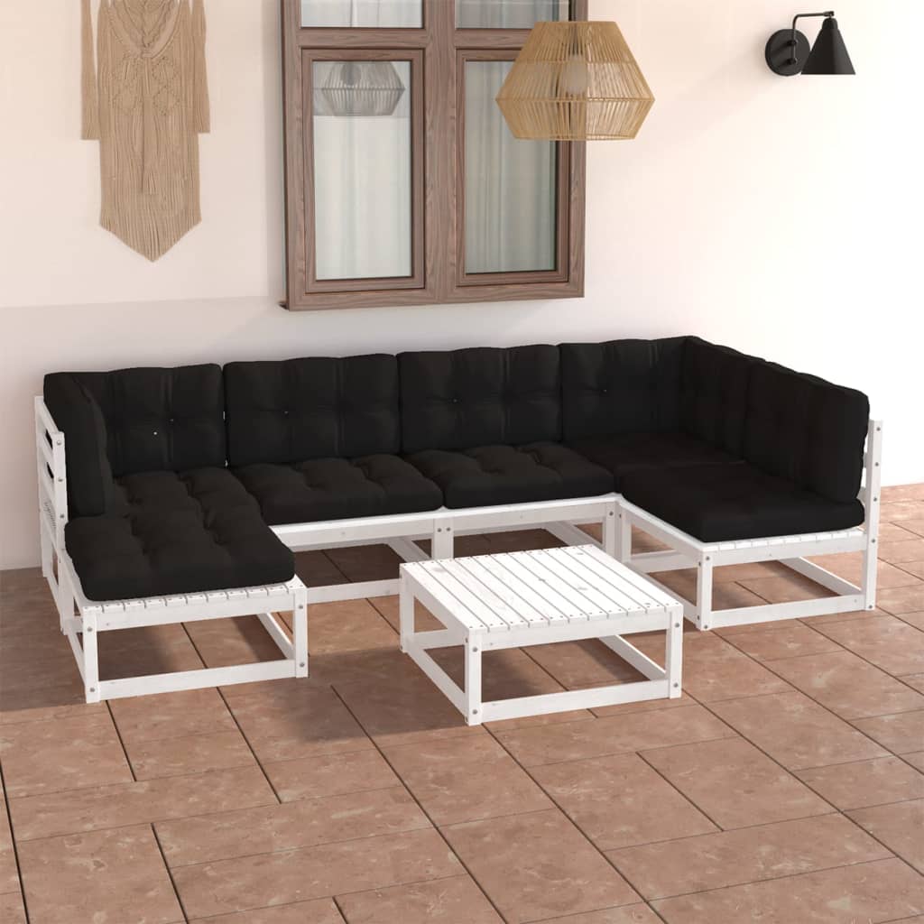 vidaXL 7 Piece Garden Lounge Set with Cushions Solid Pinewood