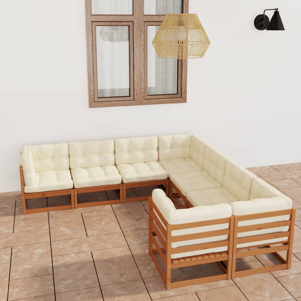 8720286481301_m_en_hd_1 vidaXL 8 Piece Garden Lounge Set & Cushions Honey Brown Solid Pinewood - Image 1