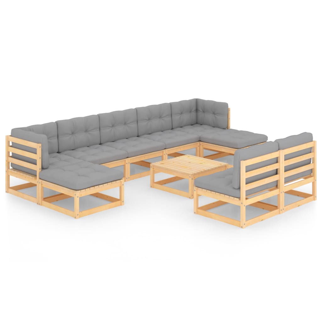 8720286482421_a_en_hd_1 vidaXL 10 Piece Garden Lounge Set with Cushions Solid Pinewood - Image 2