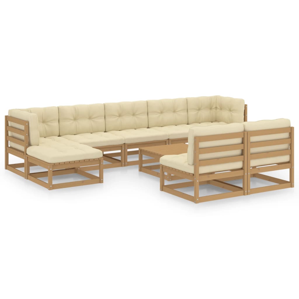 8720286482452_a_en_hd_1 vidaXL 10 Piece Garden Lounge Set&Cushions Honey Brown Solid Pinewood - Image 2