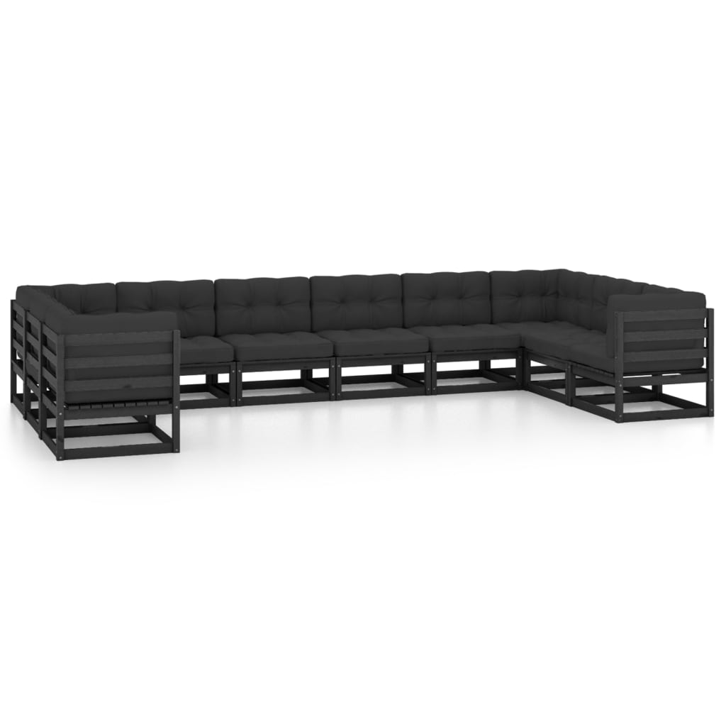 8720286484265_a_en_hd_1 vidaXL 10 Piece Garden Lounge Set with Cushions Black Solid Pinewood - Image 2