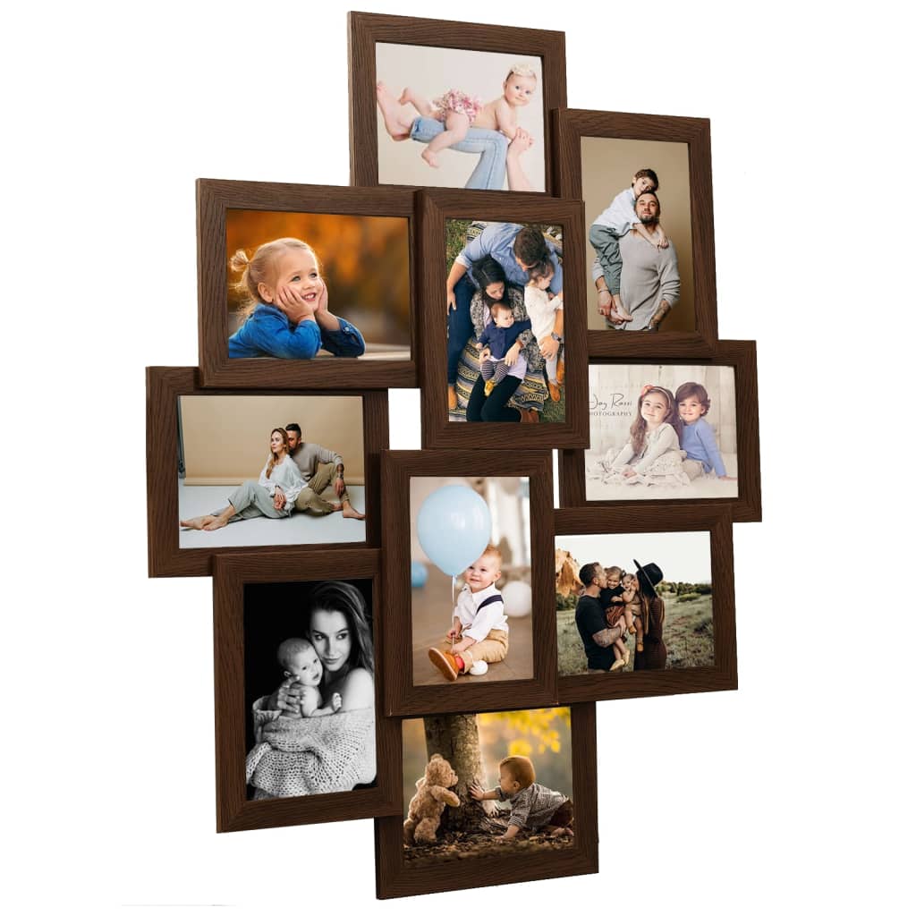 8720286491744_a_en_hd_1 vidaXL Collage Photo Frame for Picture 10 pcs 13x18 cm Dark Brown MDF - Image 1