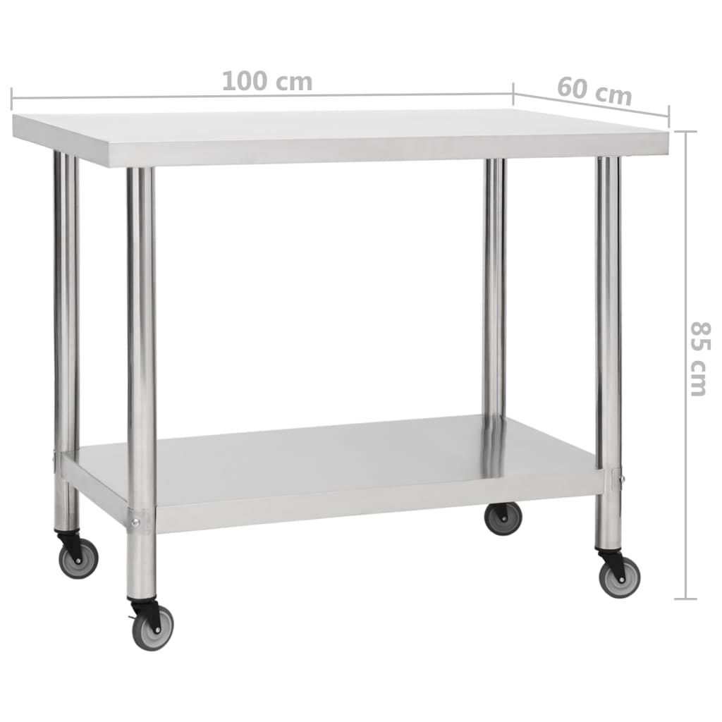 8720286493519_g_en_hd_7 vidaXL Kitchen Work Table with Wheels 100x60x85 cm Stainless Steel - Image 8
