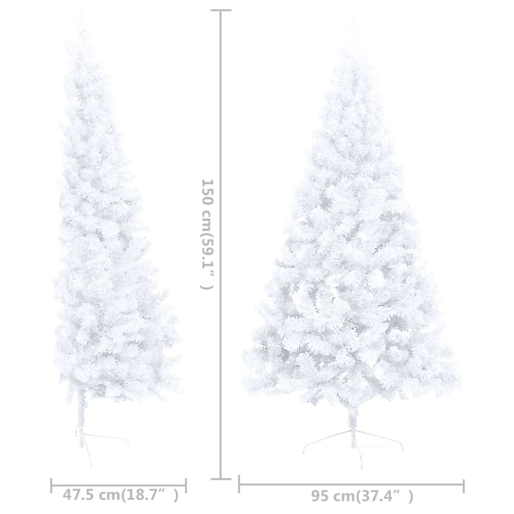 8720286494844_g_en_hd_9 vidaXL Artificial Half Pre-lit Christmas Tree with Stand White 150 cm PVC - Image 10