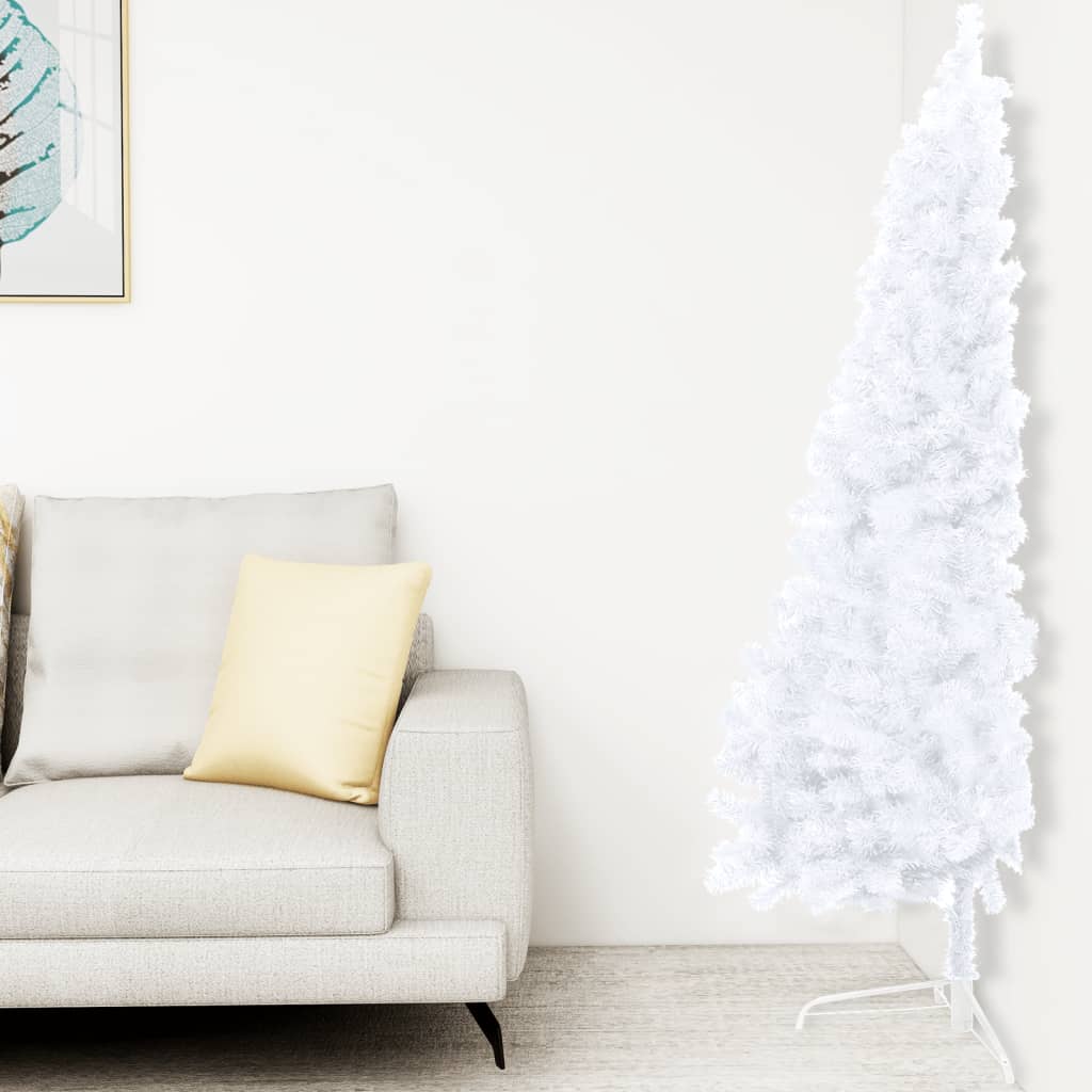 8720286494851_g_en_hd_1 vidaXL Artificial Half Pre-lit Christmas Tree with Stand White 180 cm PVC - Image 2