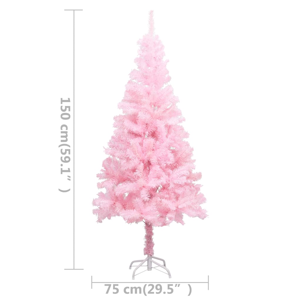 8720286494998_g_en_hd_7 vidaXL Artificial Pre-lit Christmas Tree with Stand Pink 150 cm PVC - Image 8
