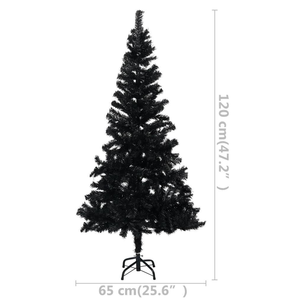 8720286495032_g_en_hd_6 vidaXL Artificial Pre-lit Christmas Tree with Stand Black 120 cm PVC - Image 7