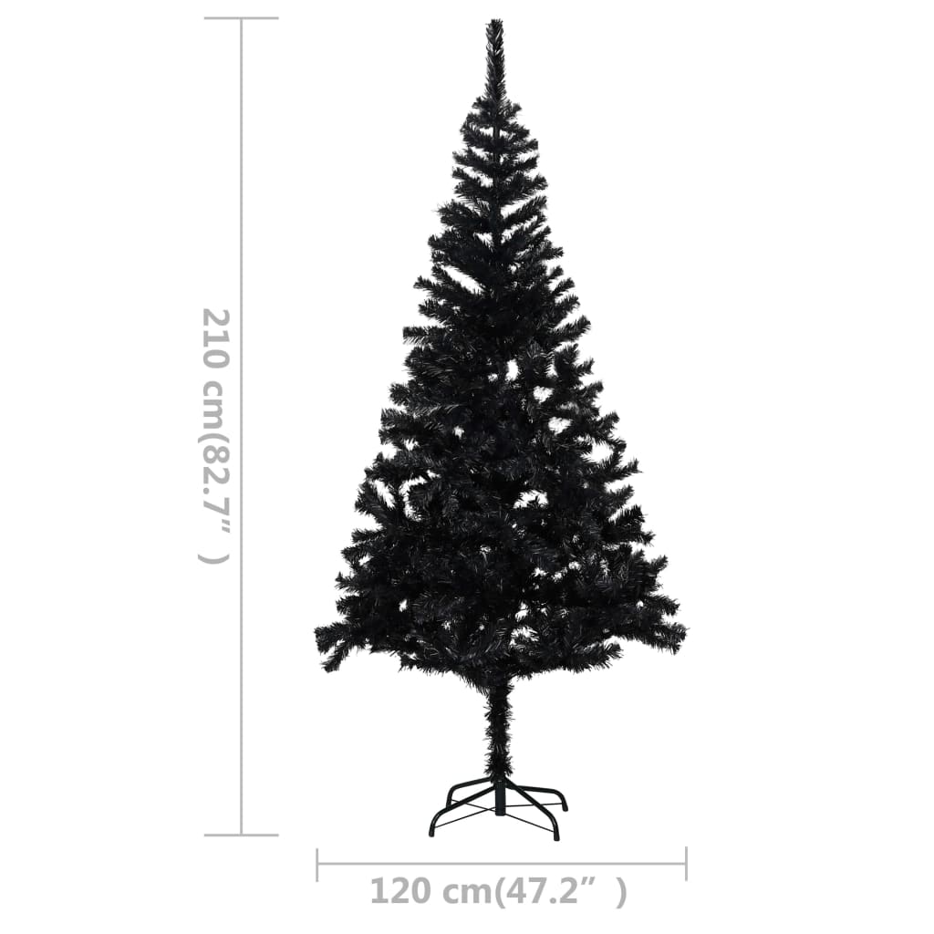 8720286495063_g_en_hd_7 vidaXL Artificial Pre-lit Christmas Tree with Stand Black 210 cm PVC - Image 8