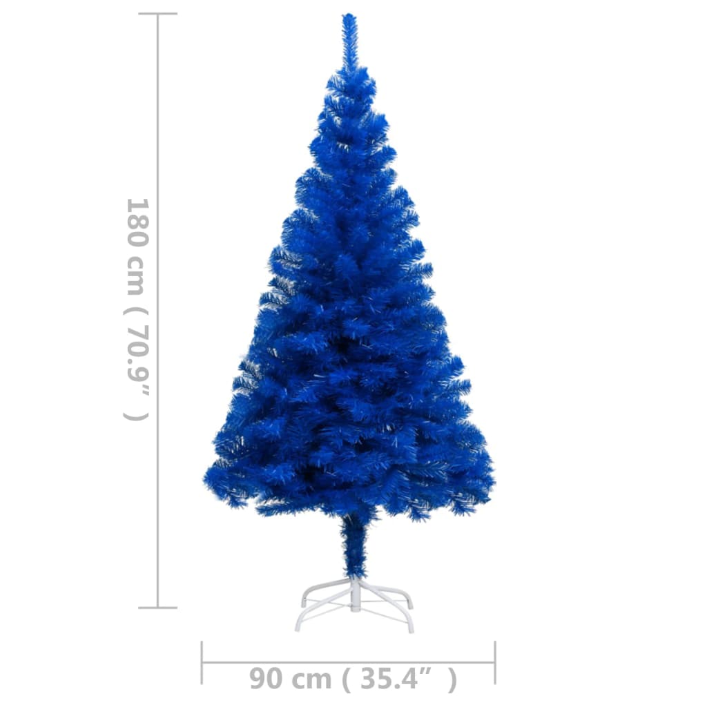 8720286495100_g_en_hd_7 vidaXL Artificial Pre-lit Christmas Tree with Stand Blue 180 cm PVC - Image 8