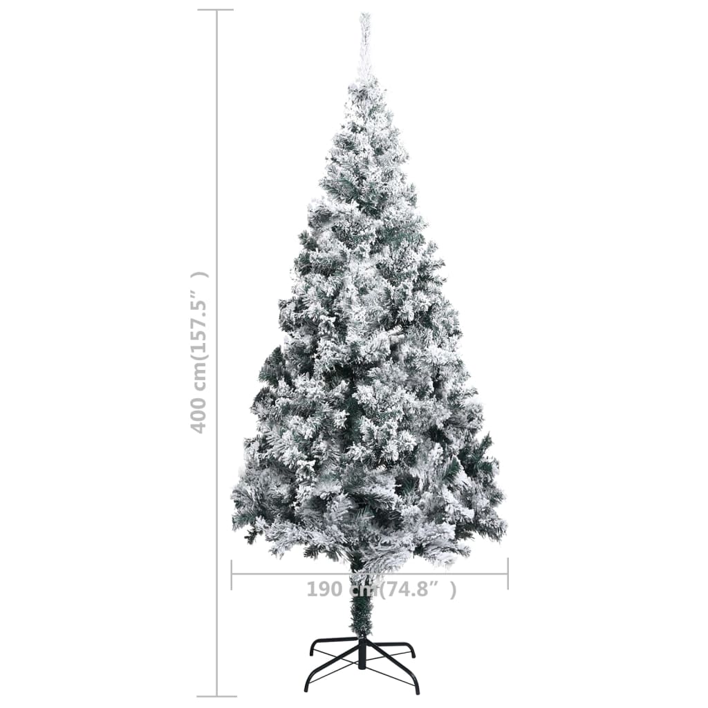 8720286498293_g_en_hd_6 vidaXL Artificial Pre-lit Christmas Tree with Flocked Snow Green 400 cm PVC - Image 7