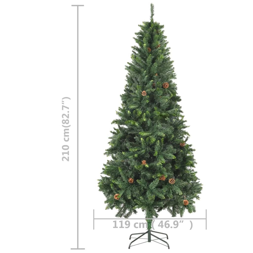 8720286498323_g_en_hd_10 vidaXL Artificial Pre-lit Christmas Tree with Pine Cones Green 210 cm - Image 11