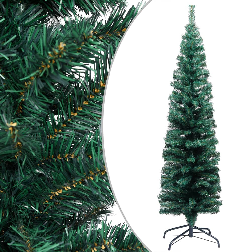 8720286498378_g_en_hd_1 vidaXL Slim Artificial Pre-lit Christmas Tree with Stand Green 150 cm PVC - Image 2