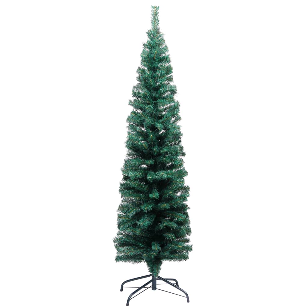 8720286498378_g_en_hd_2 vidaXL Slim Artificial Pre-lit Christmas Tree with Stand Green 150 cm PVC - Image 3