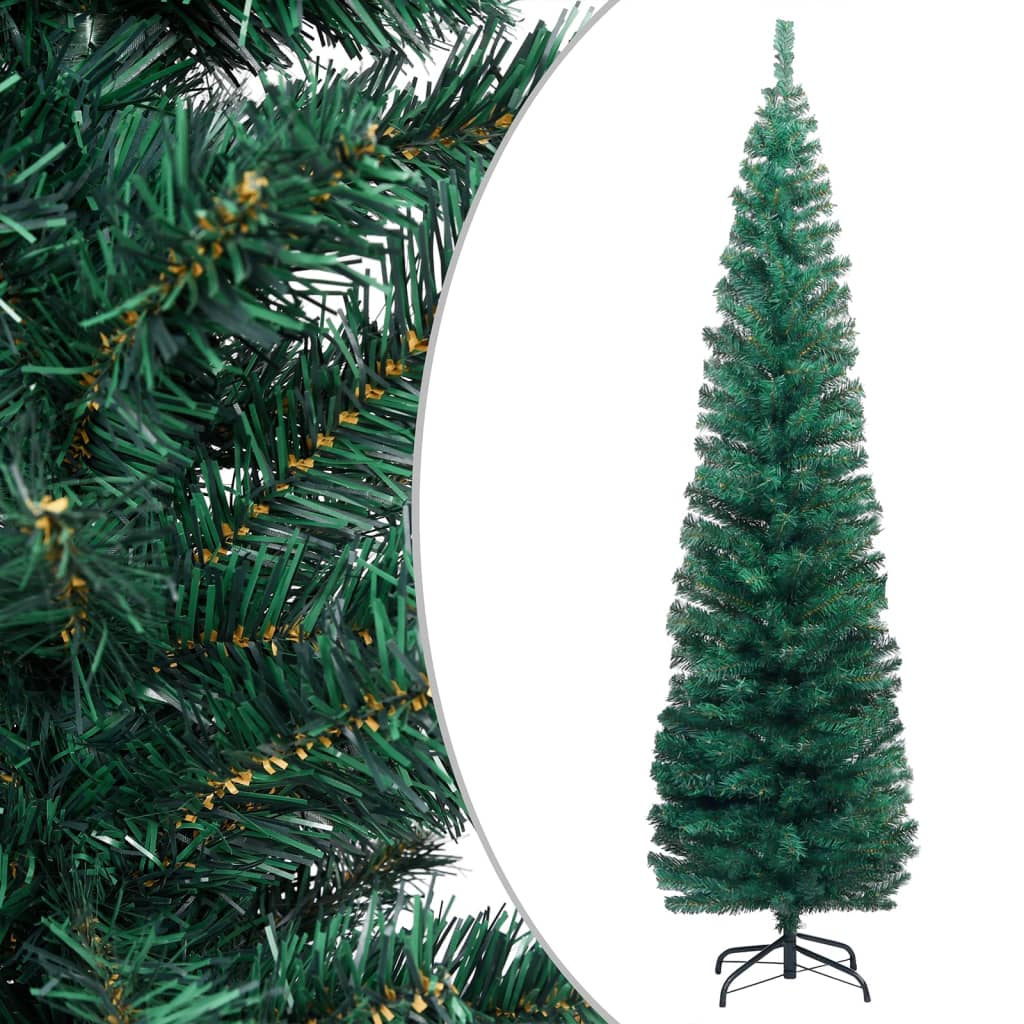 8720286498408_g_en_hd_1 vidaXL Slim Artificial Pre-lit Christmas Tree with Stand Green 240 cm PVC - Image 2