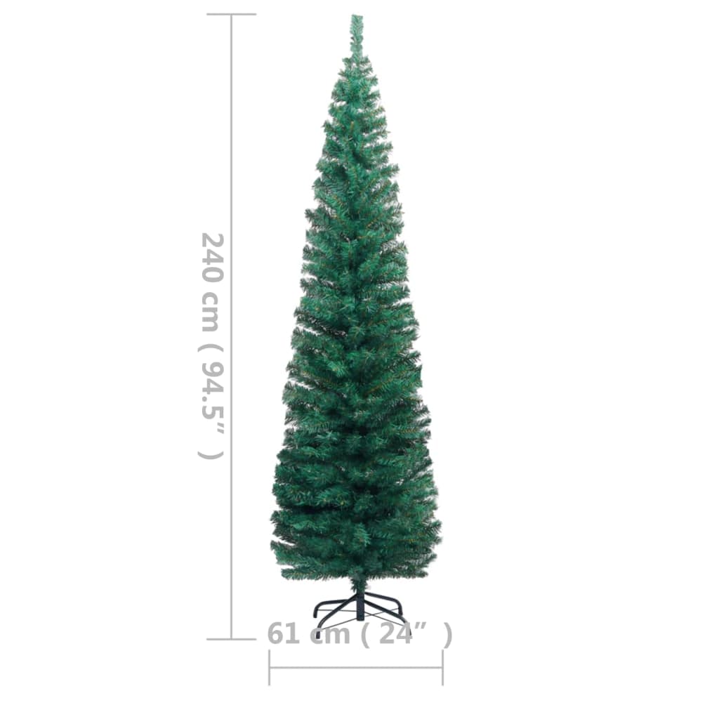 8720286498408_g_en_hd_8 vidaXL Slim Artificial Pre-lit Christmas Tree with Stand Green 240 cm PVC - Image 9