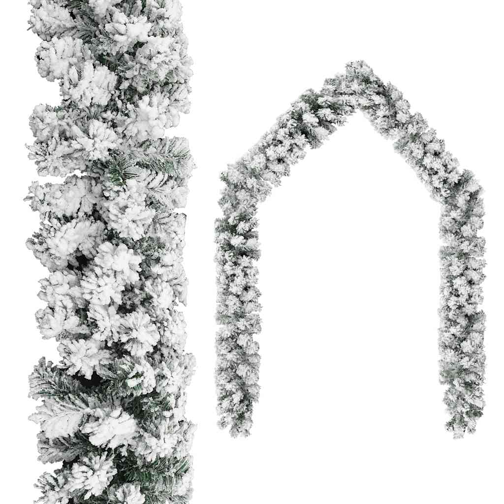 8720286498576_g_en_hd_1 vidaXL Christmas Garland with LEDs&Flocked Snow Green 5 m PVC - Image 2