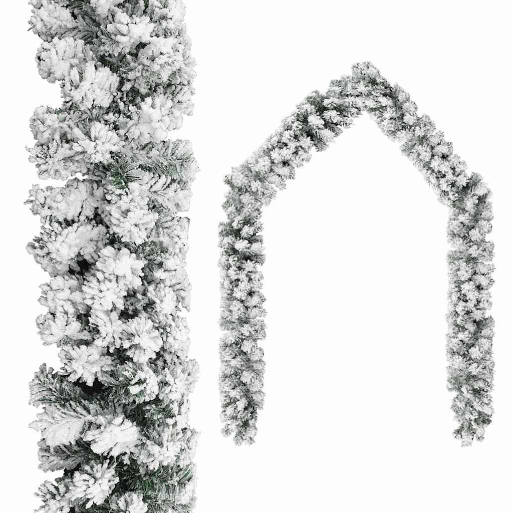 8720286498590_g_en_hd_1 vidaXL Christmas Garland with LEDs&Flocked Snow Green 20 m PVC - Image 2