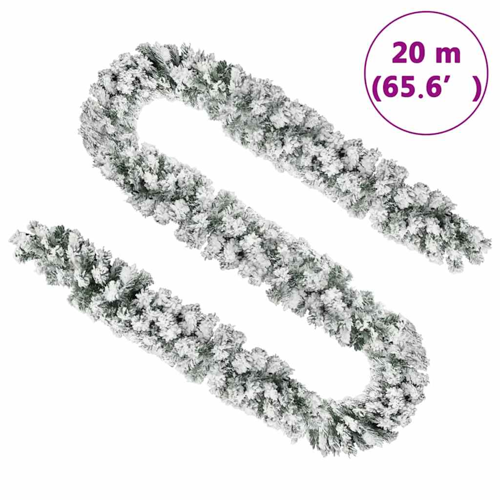 8720286498590_g_en_hd_7 vidaXL Christmas Garland with LEDs&Flocked Snow Green 20 m PVC - Image 8