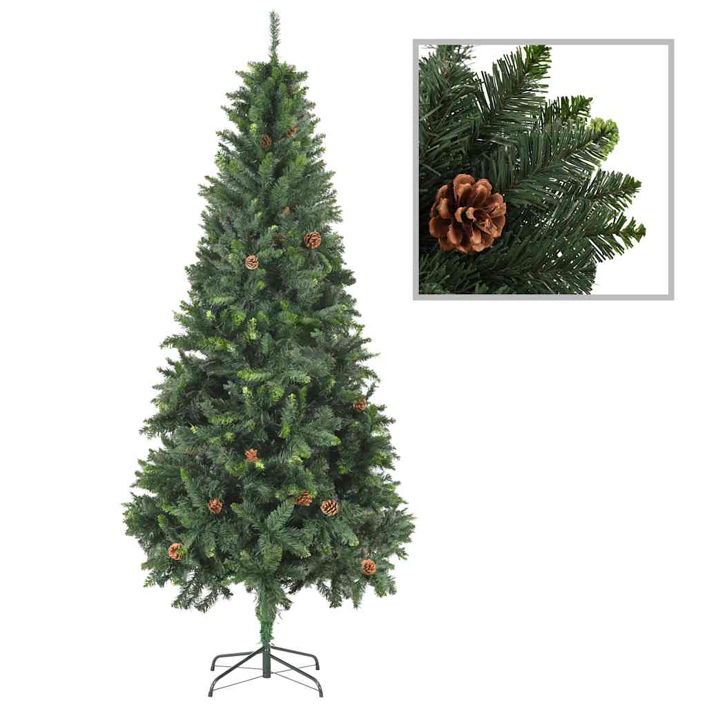 8720286499818_g_en_hd_1 vidaXL Artificial Pre-lit Christmas Tree with Ball Set Pine Cones 210 cm - Image 2