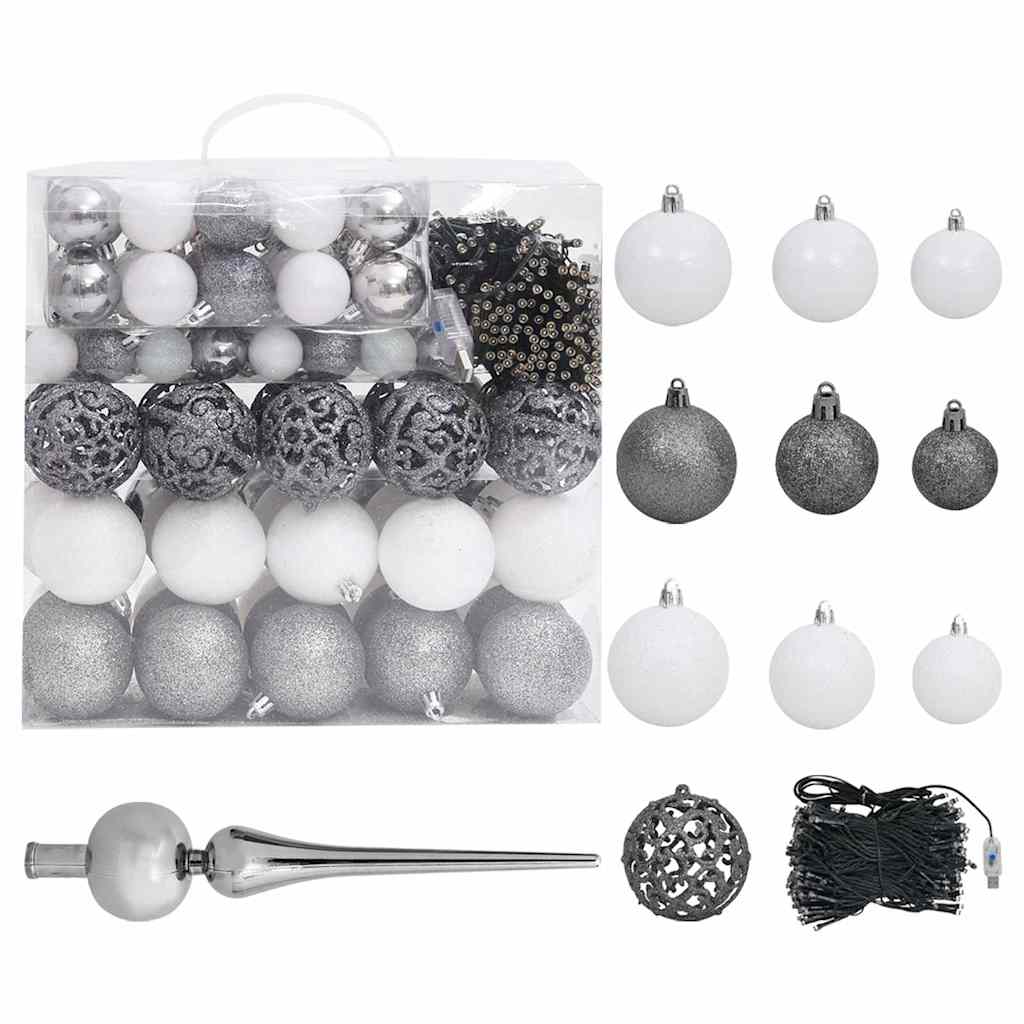 8720286500170_g_en_hd_5 vidaXL Artificial Christmas Tree LED&Ball Set&Flocked Snow 210 cm PVC&PE - Image 6