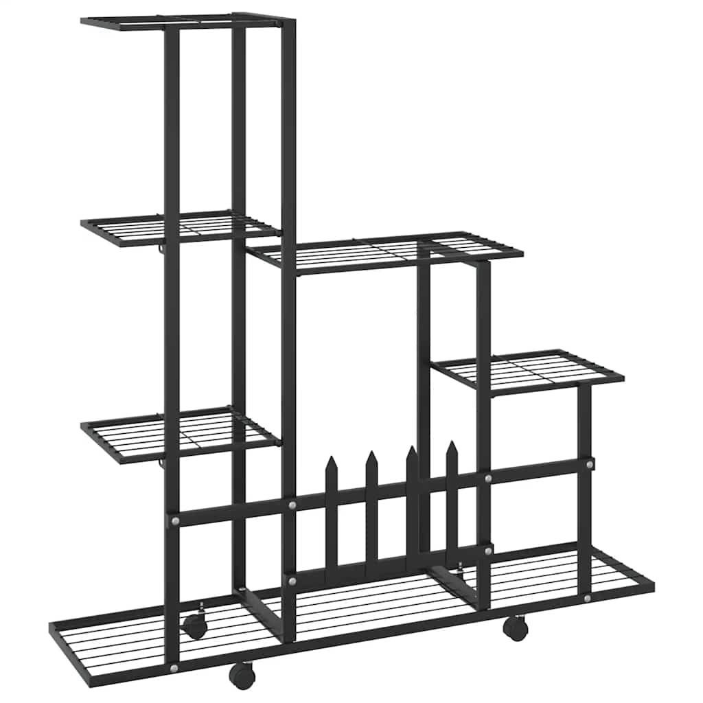 8720286504130_g_en_hd_3 vidaXL Flower Stand with Wheel 94.5x25x92.5 cm Black Metal - Image 5