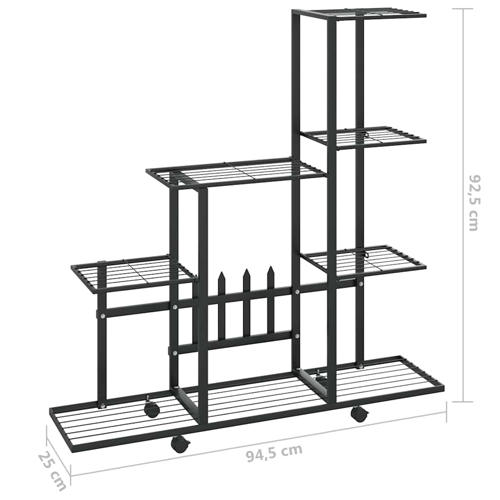 8720286504130_g_en_hd_5 vidaXL Flower Stand with Wheel 94.5x25x92.5 cm Black Metal - Image 7