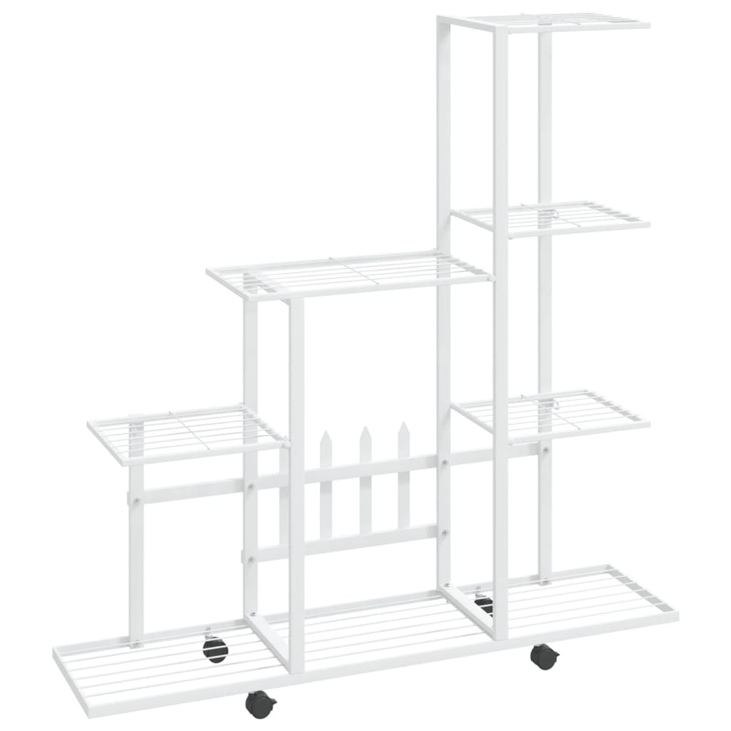 8720286504147_a_en_hd_1 vidaXL Flower Stand with Wheel 94.5x25x92.5 cm White Metal - Image 2