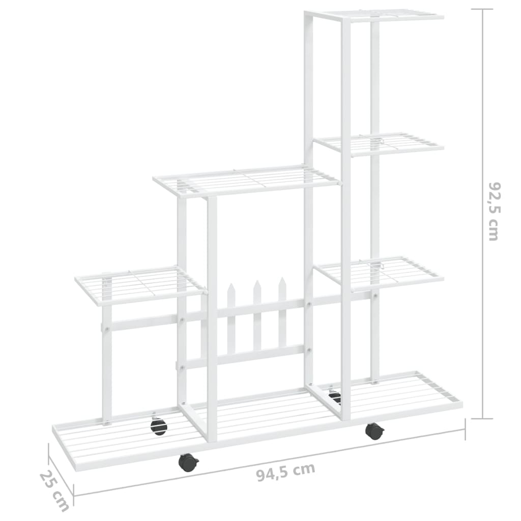 8720286504147_g_en_hd_5 vidaXL Flower Stand with Wheel 94.5x25x92.5 cm White Metal - Image 7