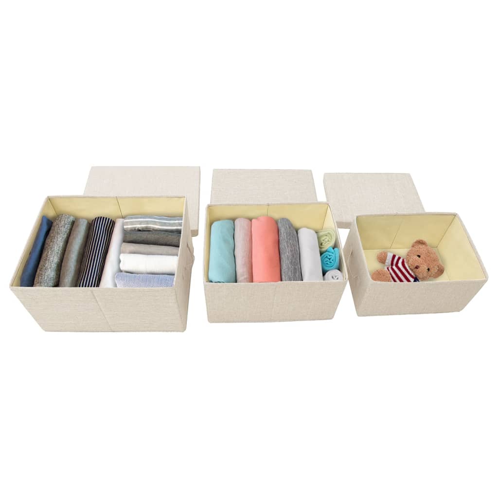 8720286505427_g_en_hd_1 vidaXL Stackable Storage Box Set of 3 Piece Fabric Cream - Image 3