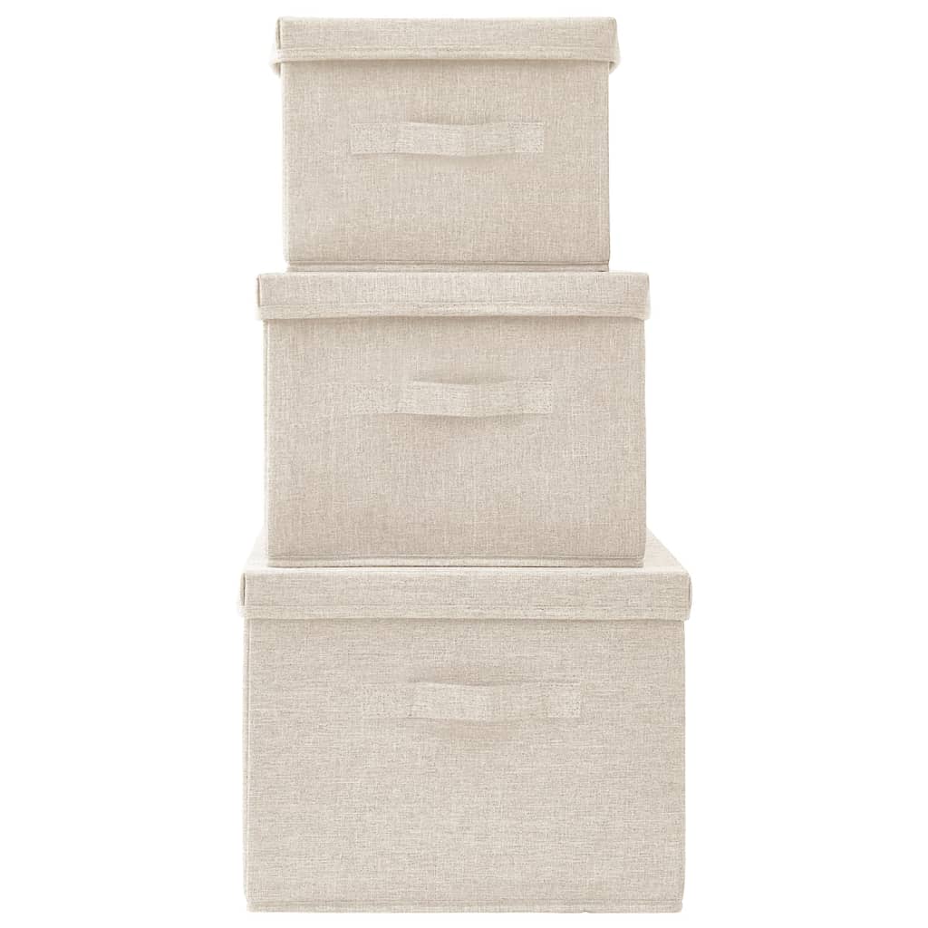8720286505427_g_en_hd_2 vidaXL Stackable Storage Box Set of 3 Piece Fabric Cream - Image 4