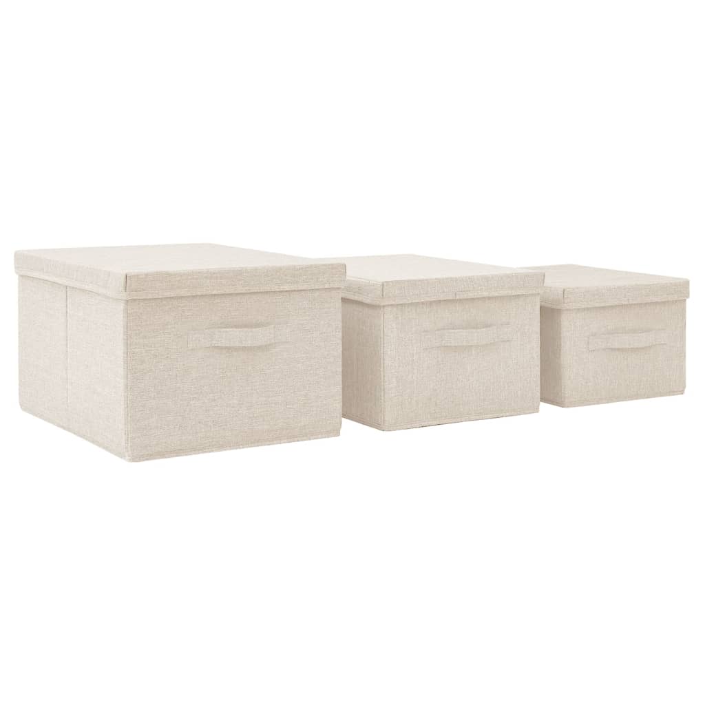8720286505427_g_en_hd_4 vidaXL Stackable Storage Box Set of 3 Piece Fabric Cream - Image 6